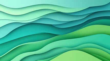 Obraz premium Explore a vibrant 3D green wave design, showcasing layered paper art textures in a modern, cartooninspired style.