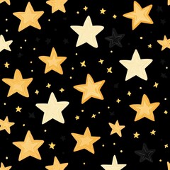Obraz premium A minimalist star pattern design on a black background, creating a sparse yet charming visual. Perfect for various uses