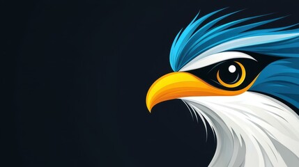 Stunning macro portrait of an exotic bird, featuring vibrant colors against a dark backdrop, showcasing its beauty.