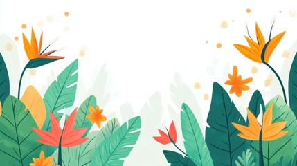 Vibrant bird of paradise in a modern flat style, featuring textured elements and a fun, cartoonish look. A visual delight