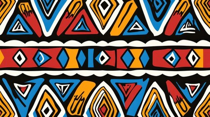 Discover a vibrant ethnic motif with handdrawn paint strokes and geometric patterns, perfect for modern design projects.