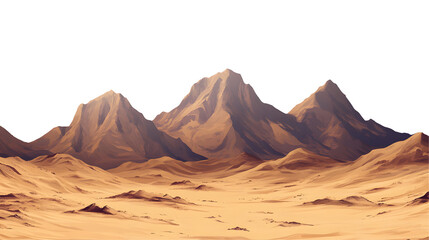 Desert landscape with mountains isolated on a transparent background