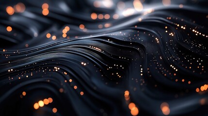Abstract Dark Fabric with Glowing Lights: A captivating abstract image of dark fabric with shimmering, glowing lights that create a mesmerizing and ethereal atmosphere.  