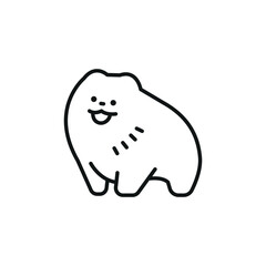 Pomeranian Spitz icon. A simplified representation of a Pomeranian Spitz, often a symbol of loyalty, companionship, and domestic life. Perfect for use in pet care, veterinary. Vector illustration 