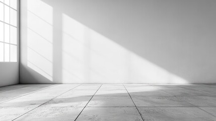 White Room with Window Light and Tiled Floor