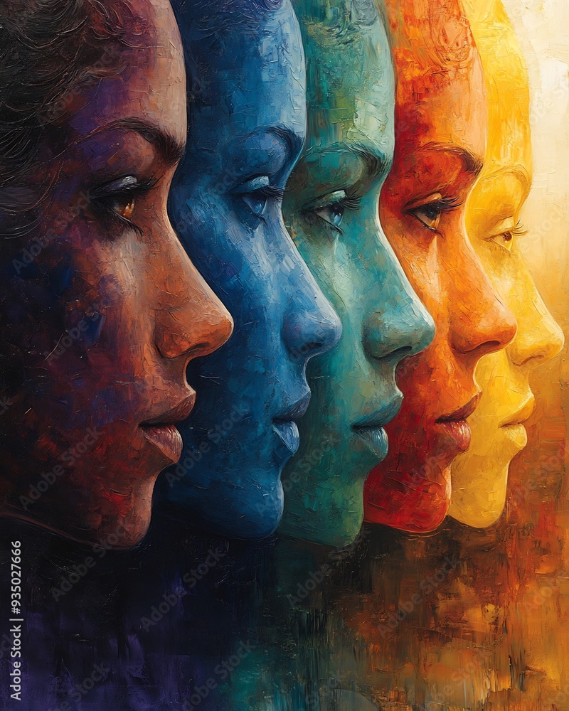 Poster abstract faces of diversity abstract collage of face different ethnicity culture each face blending 