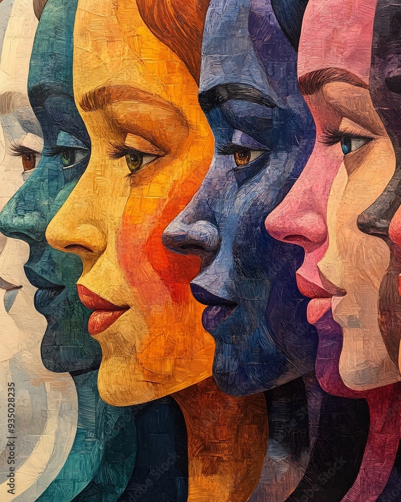 Poster abstract faces of diversity abstract collage of face different ethnicity culture each face blending 