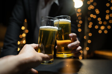 Celebrate whiskey on a friendly party in restaurant
