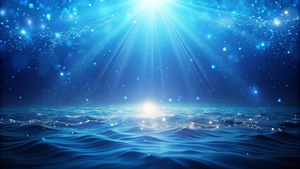 Blue ocean background with glowing particles, Blue, Glow, Particles, Ocean, Background, Water, Texture, Underwater, Sea