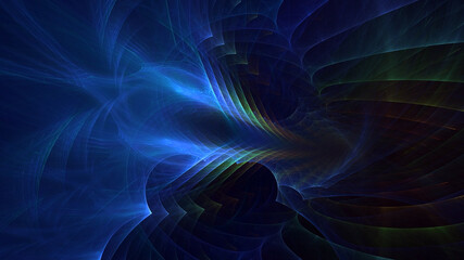 3D manual Fractal illustration. Abstract rendering multicolor technology light background. The illustration is not generated by AI.