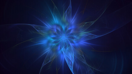 3D rendering abstract blue fractal light background. Its not AI Generatd illustration.