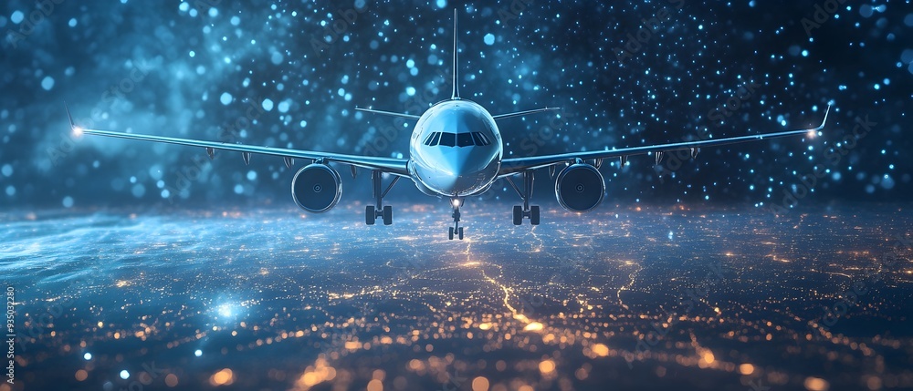 Aufkleber futuristic aerospace composite structures highlighting lightweight design and strength for aviation 