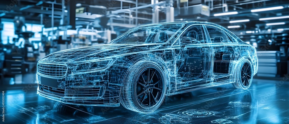 Poster automotive industry innovations with composite structures focusing on enhancing vehicle performance 