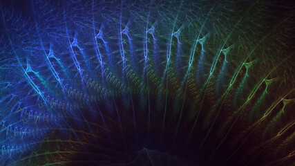 3D rendering abstract blue fractal light background. Its not AI Generatd illustration.