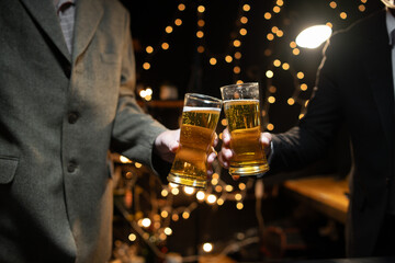 Celebrate whiskey on a friendly party in restaurant