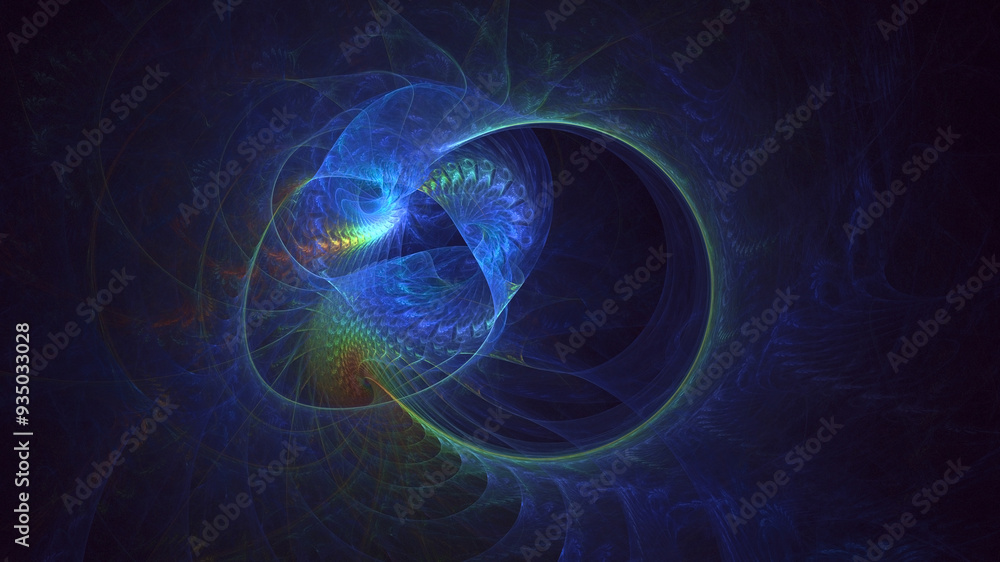 Poster 3d manual rendering abstract multicolor fractal light background. its not ai generatd illustration.