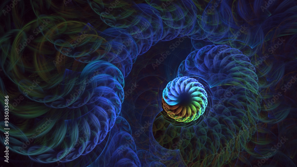 Poster 3d manual rendering abstract multicolor fractal light background. its not ai generatd illustration.
