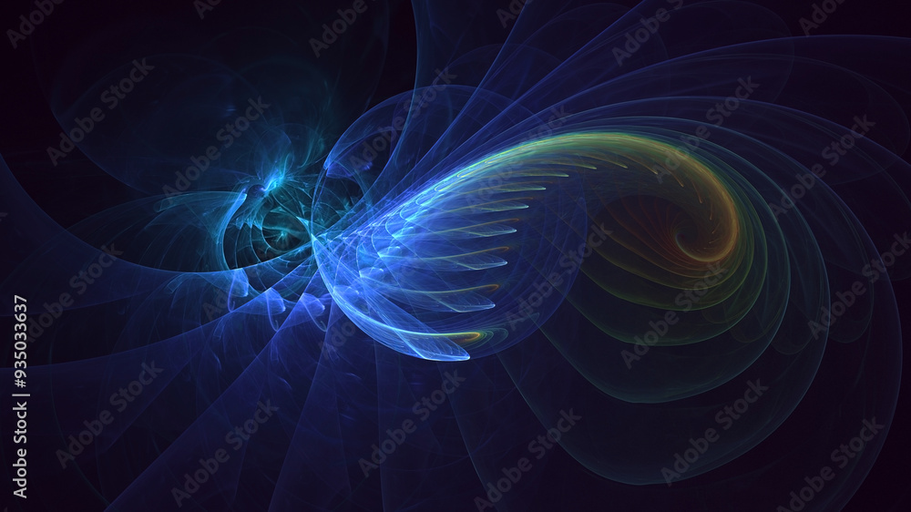 Poster 3d manual rendering abstract multicolor fractal light background. its not ai generatd illustration.