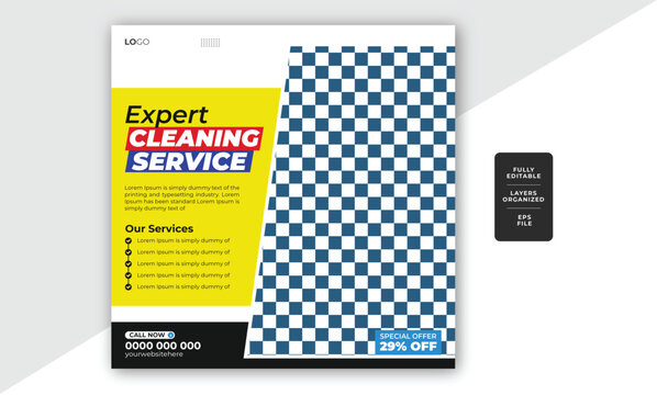 office and house Cleaning service social media post or Instagram post template design