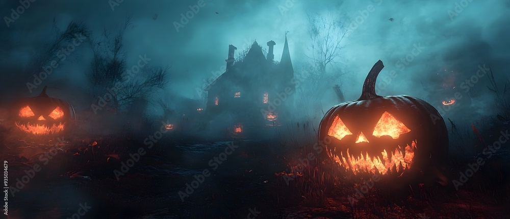 Poster spooky halloween video game quest with haunted rewards and challenges in creepy atmospheric setting 