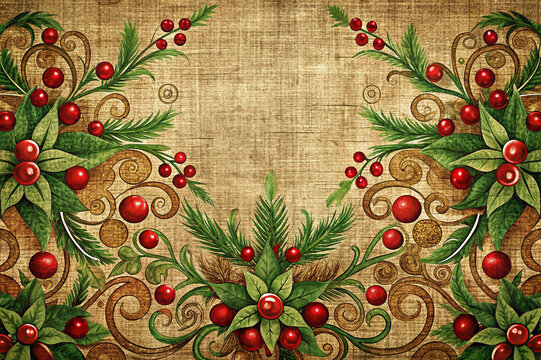 Christmas background on matting beautiful Christmas decorations