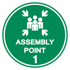 Assembly Point 1 Symbol Sign, Vector Illustration, Isolated On White Background Label .EPS10