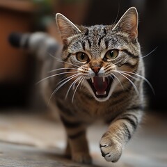 Obraz premium Cat responding to its name and coming when called, feline training, animal interaction