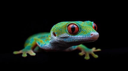 A Close Up of a Vibrant Green and Blue Gecko
