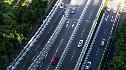 Aerial view of city viaduct