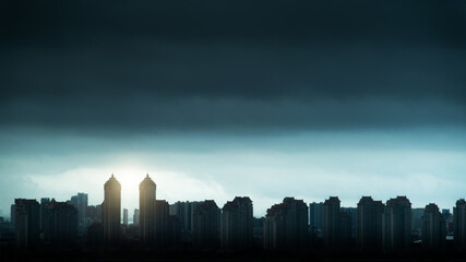 City buildings under the dark night