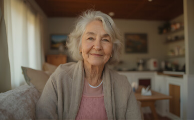 portrait of an old woman in a room