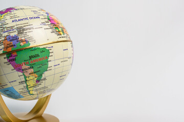 A Close-up of a Globe Focused on South America