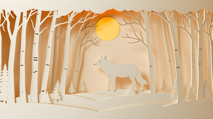 minimalist paper craft arts people ,animals, and nature colorful background