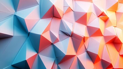 Obraz premium Complex 3D geometric design with textured surfaces and gradient lighting, forming a visually compelling background for futuristic presentations