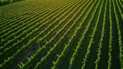 Fototapeta premium Vineyard Aerial View in the Golden Hour