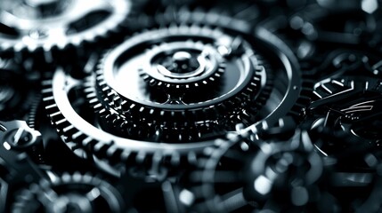 Close-Up of Interlocking Metal Gears