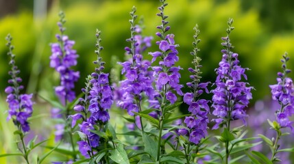 Fototapeta premium Purple flowers in a sea of green