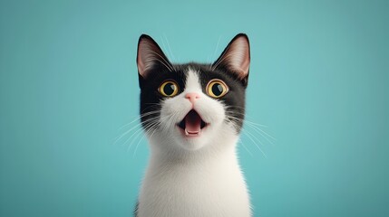 Obraz premium Exaggerated Feline Reaction in 3D Rendered Digital