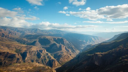 Obraz premium From a lofty vantage point in the valley, behold the distant mountain range
