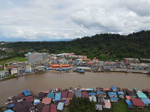 Aerial view of town limbang sarawak Malaysia