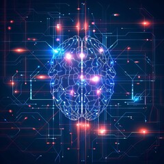 Fototapeta premium human brain on technology background represent artificial intelligence and cyber space concept 