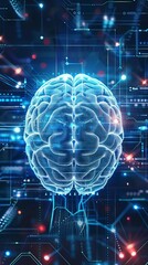 Fototapeta premium human brain on technology background represent artificial intelligence and cyber space concept 