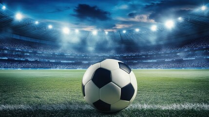 Soccer Ball on a Stadium Field
