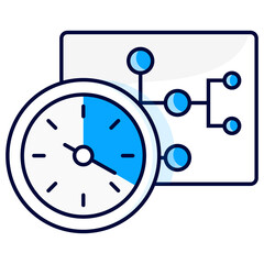 Time Management in Data Flow Icon Design. Represents Data Flow Management, Time Optimization, Efficient Workflow, Process Management. Transparent PNG.