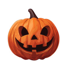 Fototapeta premium A vibrant, carved Halloween pumpkin with a classic smiling face, ideal for festive decorations and autumn celebrations.