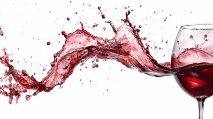 Delicious red wine splash isolated on a white background.