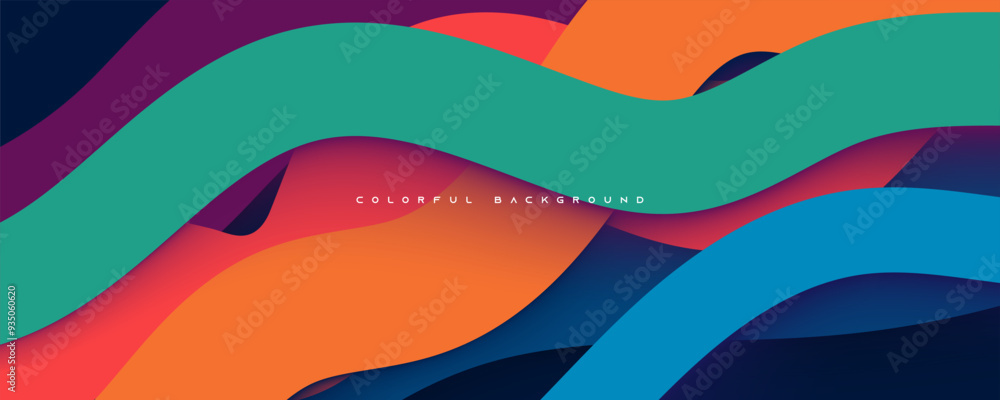 Poster colorful abstract wavy shape layers background gradient design vector