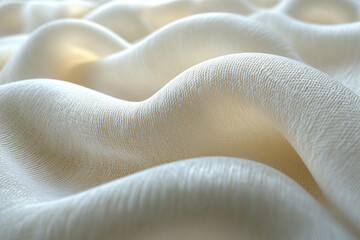 Soft fabric strands under microscope magnification revealing the weave pattern, realistic, high detail, 8k