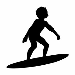 silhouette illustration of people playing water surfing