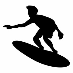 silhouette illustration of people playing water surfing